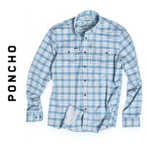 Poncho Slim Fit Blue Bison Performance Plaid Flannel Shirt L